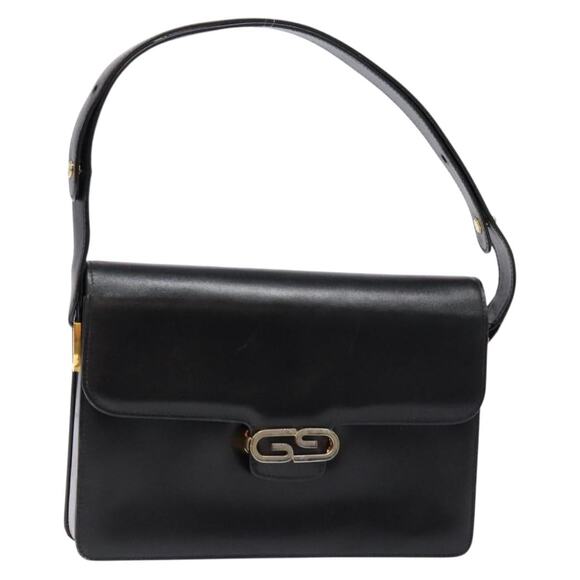 GUCCI Shoulder Bag Leather Black Gold - Picture 1 of 16
